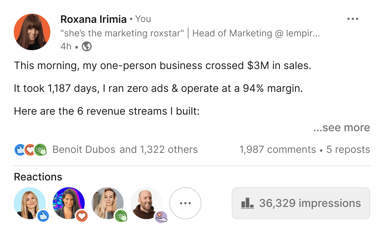 LinkedIn post result with UltraLinked